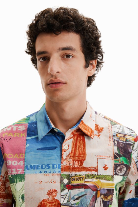 Desigual hombres camisa con estampado de patchwork VZ26R01672 ropa