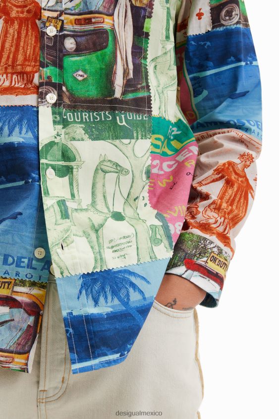 Desigual hombres camisa con estampado de patchwork VZ26R01672 ropa