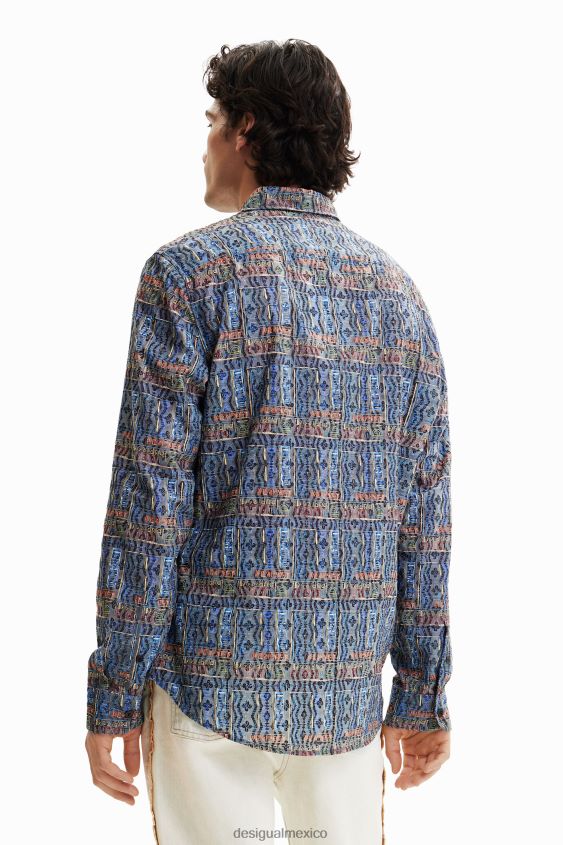 Desigual hombres camisa con logo artístico bordado VZ26R01543 ropa