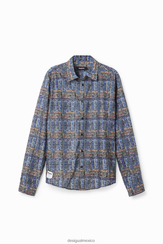Desigual hombres camisa con logo artístico bordado VZ26R01543 ropa