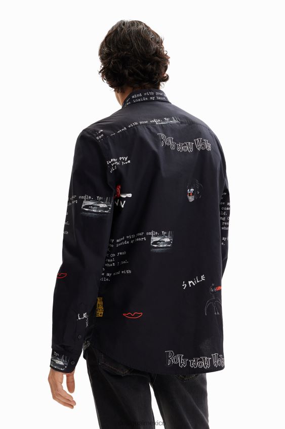 Desigual hombres camisa con mensaje artístico VZ26R01525 ropa