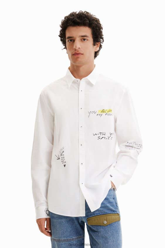 Desigual hombres camisa con mensaje en contraste VZ26R01550 ropa