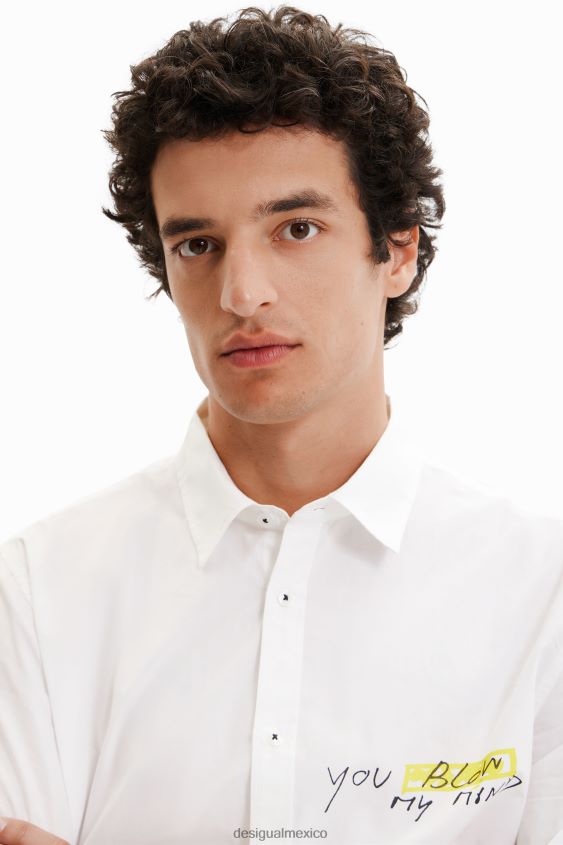 Desigual hombres camisa con mensaje en contraste VZ26R01550 ropa