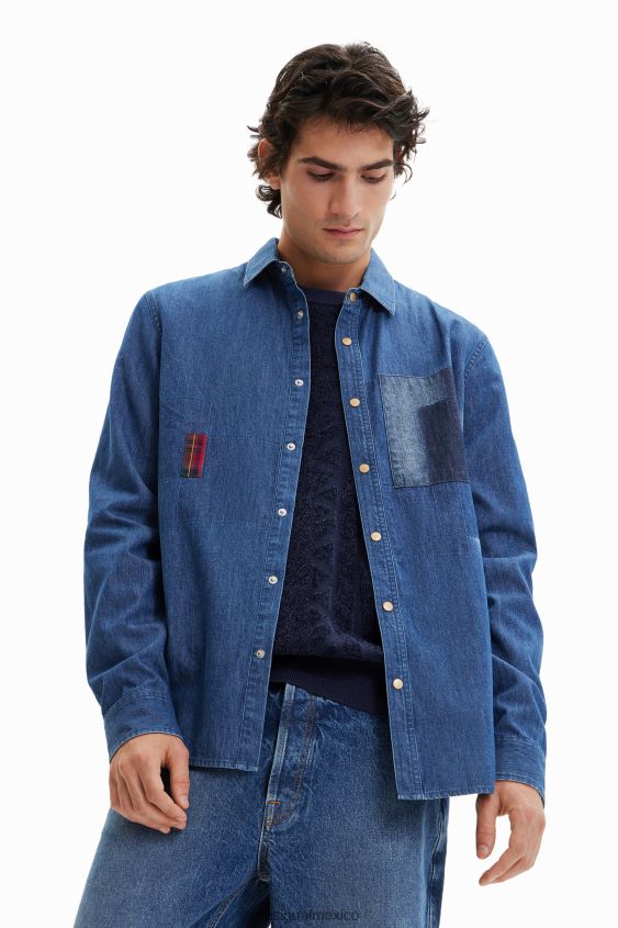 Desigual hombres camisa con parche de mezclilla VZ26R01686 ropa