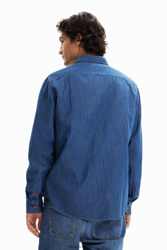 Desigual hombres camisa con parche de mezclilla VZ26R01686 ropa
