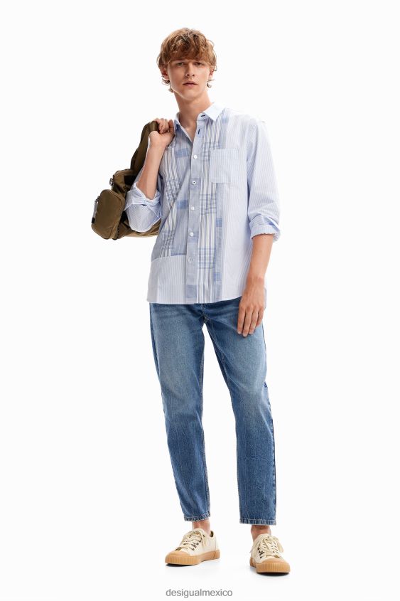 Desigual hombres camisa con retazos a cuadros VZ26R01588 ropa