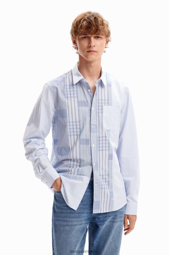 Desigual hombres camisa con retazos a cuadros VZ26R01588 ropa