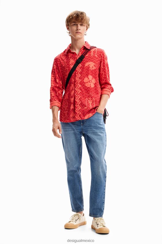 Desigual hombres camisa con textura geométrica VZ26R01589 ropa
