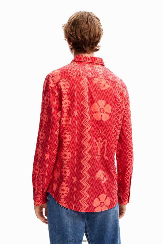 Desigual hombres camisa con textura geométrica VZ26R01589 ropa
