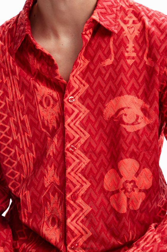 Desigual hombres camisa con textura geométrica VZ26R01589 ropa