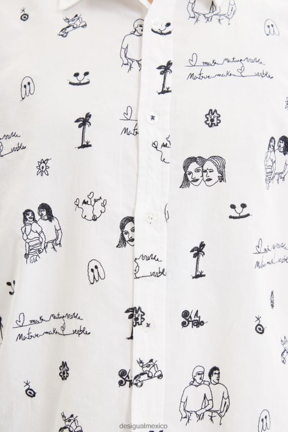 Desigual hombres camisa de gasa bordada VZ26R01657 ropa