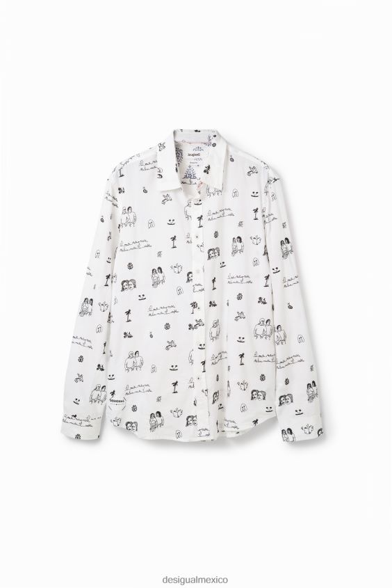 Desigual hombres camisa de gasa bordada VZ26R01657 ropa