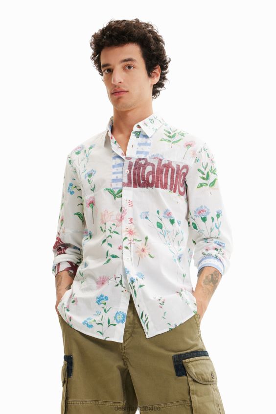 Desigual hombres camisa de gasa floral VZ26R01533 ropa