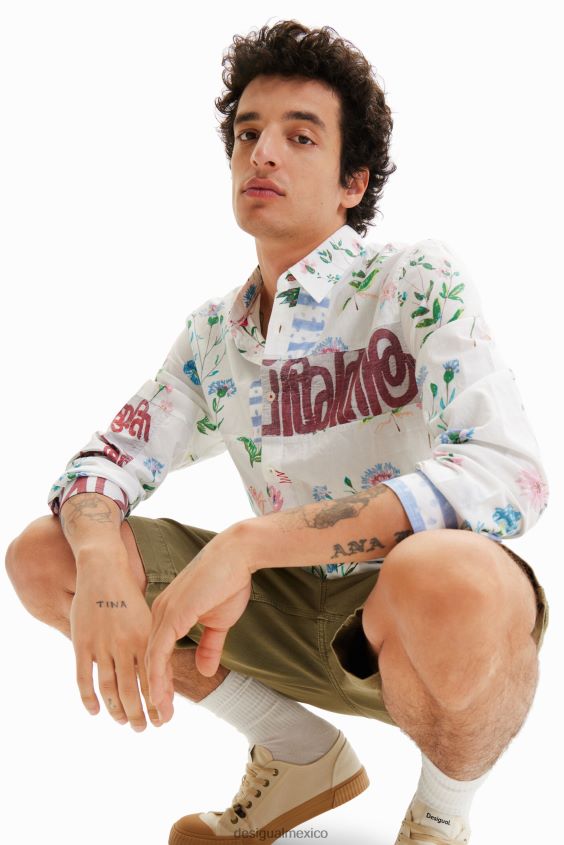 Desigual hombres camisa de gasa floral VZ26R01533 ropa
