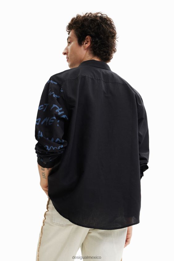 Desigual hombres camisa de lino con ilustración VZ26R01579 ropa