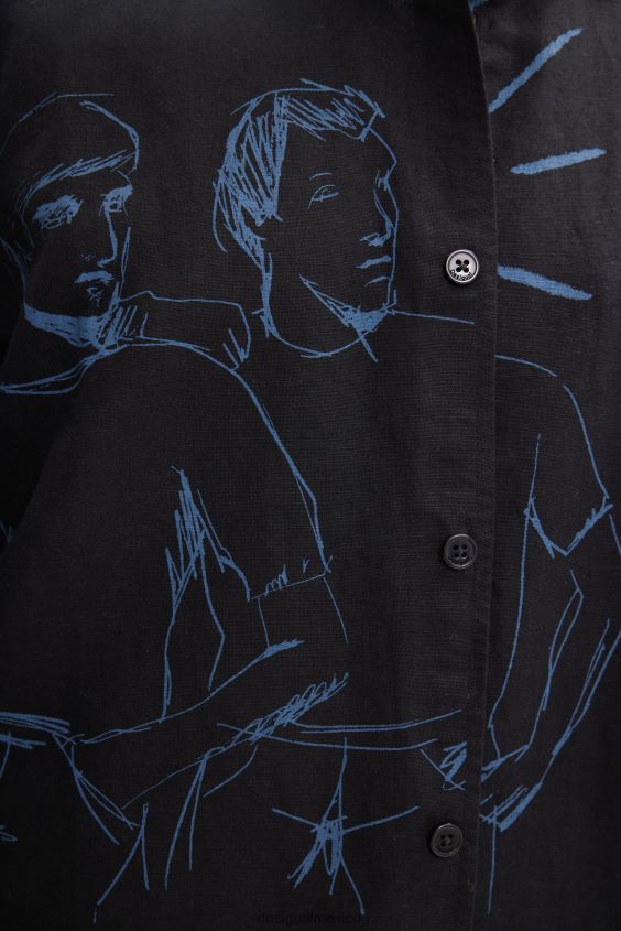 Desigual hombres camisa de lino con ilustración VZ26R01579 ropa