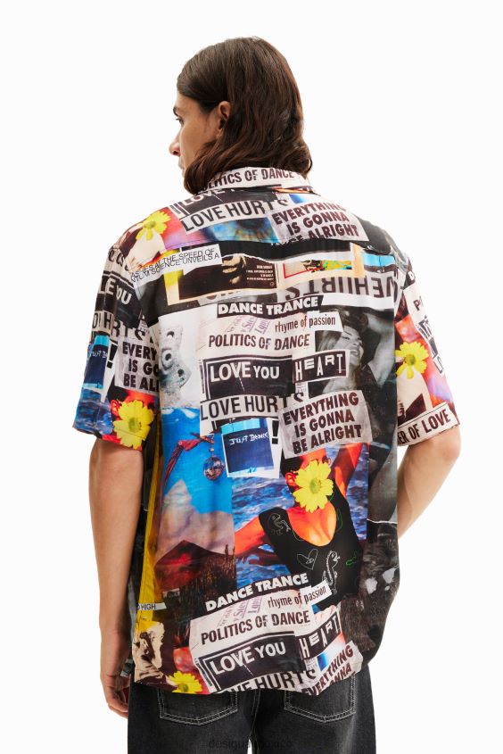Desigual hombres camisa de periódico resort VZ26R01553 ropa