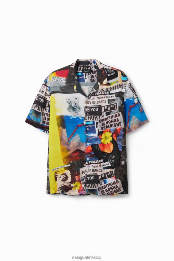Desigual hombres camisa de periódico resort VZ26R01553 ropa