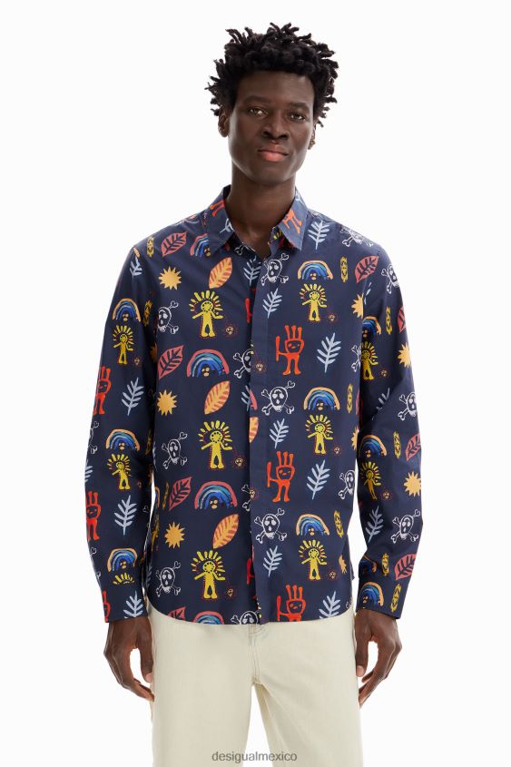 Desigual hombres camisa de popelina arty VZ26R01615 ropa
