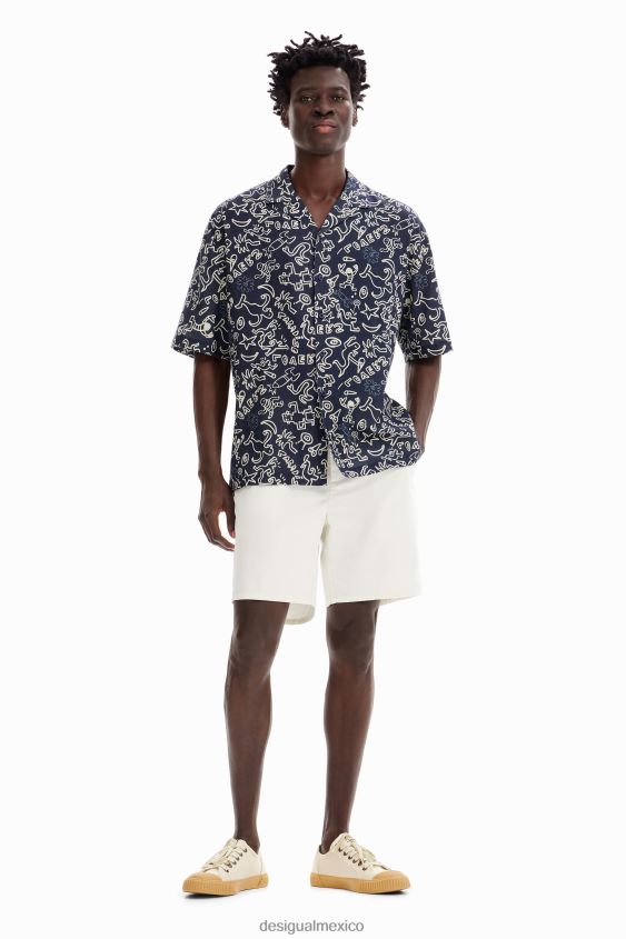 Desigual hombres camisa de resort de ilustración VZ26R01605 ropa