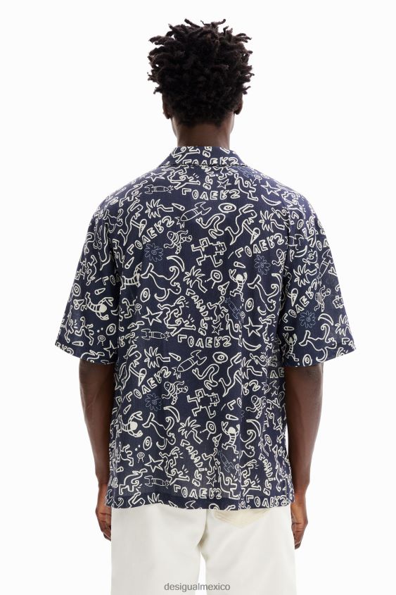 Desigual hombres camisa de resort de ilustración VZ26R01605 ropa