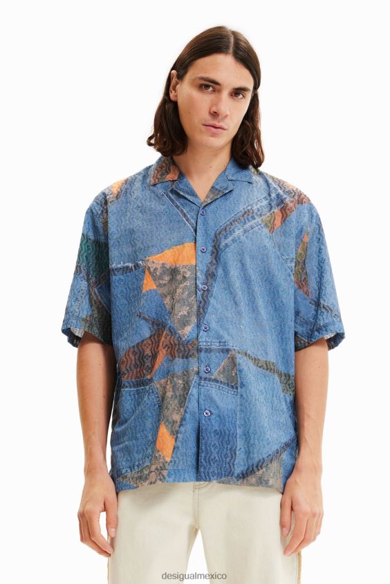 Desigual hombres camisa estilo resort con patchwork VZ26R01565 ropa
