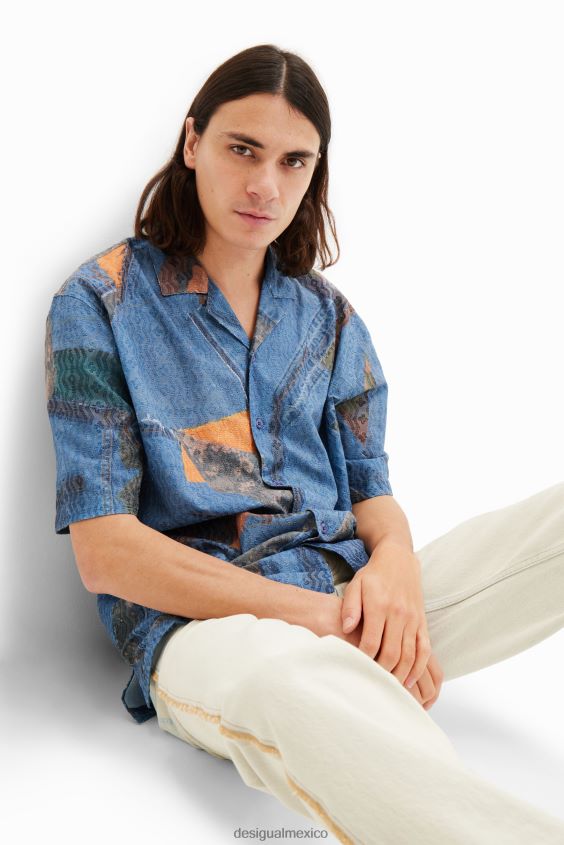 Desigual hombres camisa estilo resort con patchwork VZ26R01565 ropa