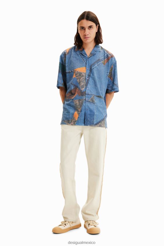 Desigual hombres camisa estilo resort con patchwork VZ26R01565 ropa