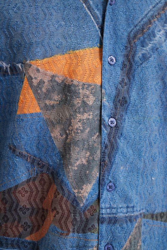 Desigual hombres camisa estilo resort con patchwork VZ26R01565 ropa