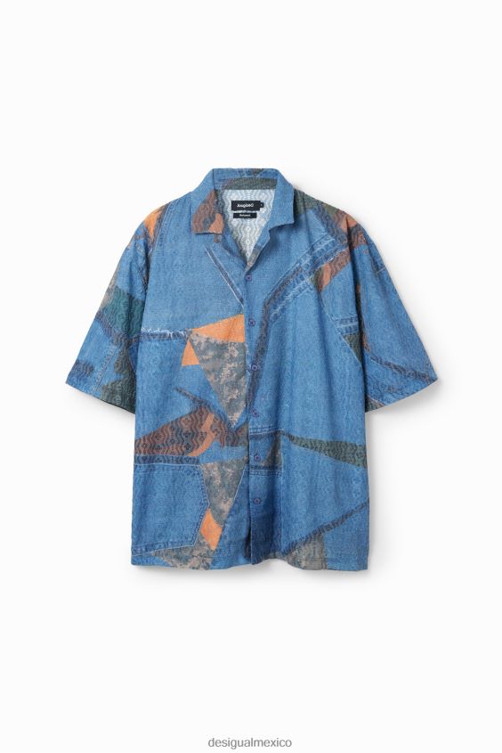 Desigual hombres camisa estilo resort con patchwork VZ26R01565 ropa