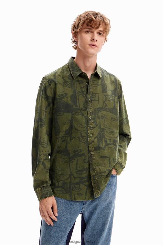 Desigual hombres camisa facial con lavado ácido VZ26R01617 ropa