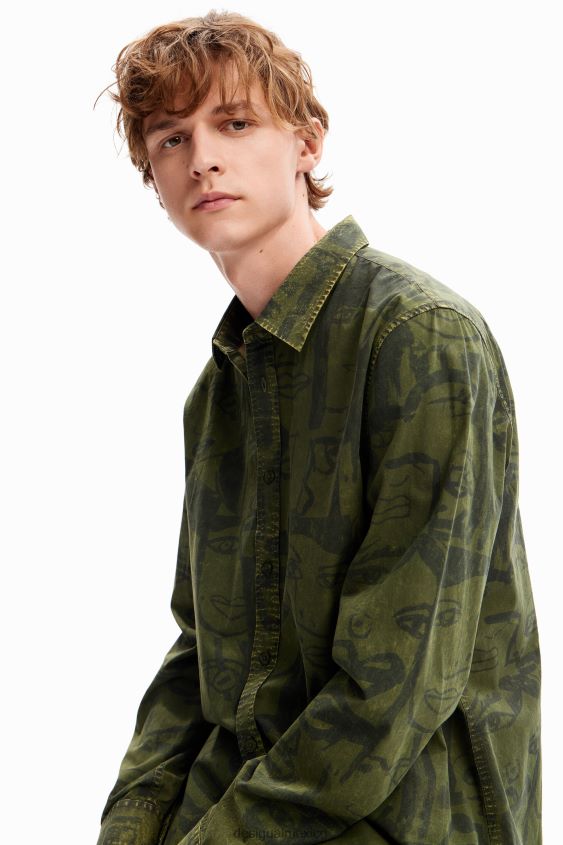 Desigual hombres camisa facial con lavado ácido VZ26R01617 ropa