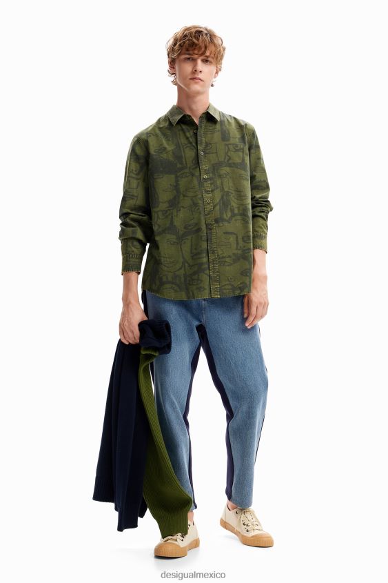 Desigual hombres camisa facial con lavado ácido VZ26R01617 ropa