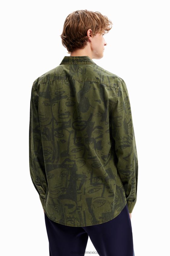 Desigual hombres camisa facial con lavado ácido VZ26R01617 ropa