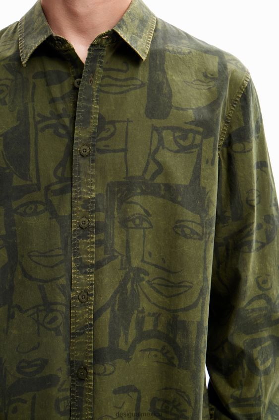 Desigual hombres camisa facial con lavado ácido VZ26R01617 ropa