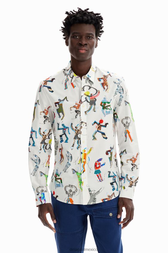 Desigual hombres camisa figuras bailando VZ26R01549 ropa