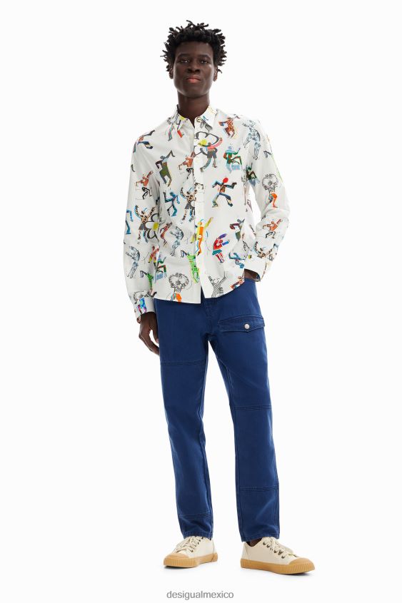 Desigual hombres camisa figuras bailando VZ26R01549 ropa