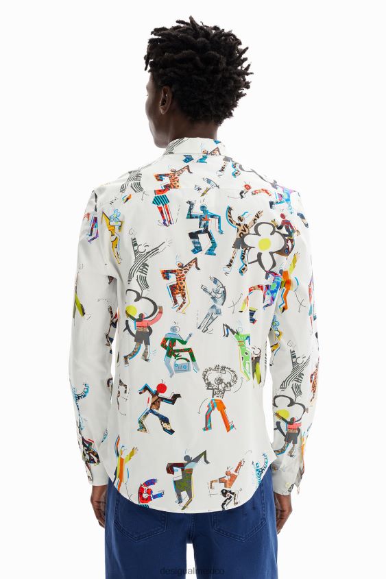 Desigual hombres camisa figuras bailando VZ26R01549 ropa
