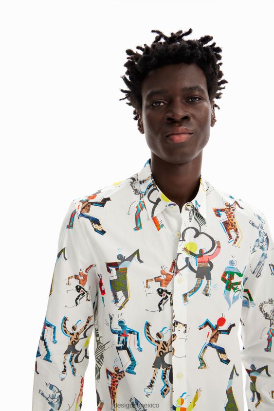 Desigual hombres camisa figuras bailando VZ26R01549 ropa