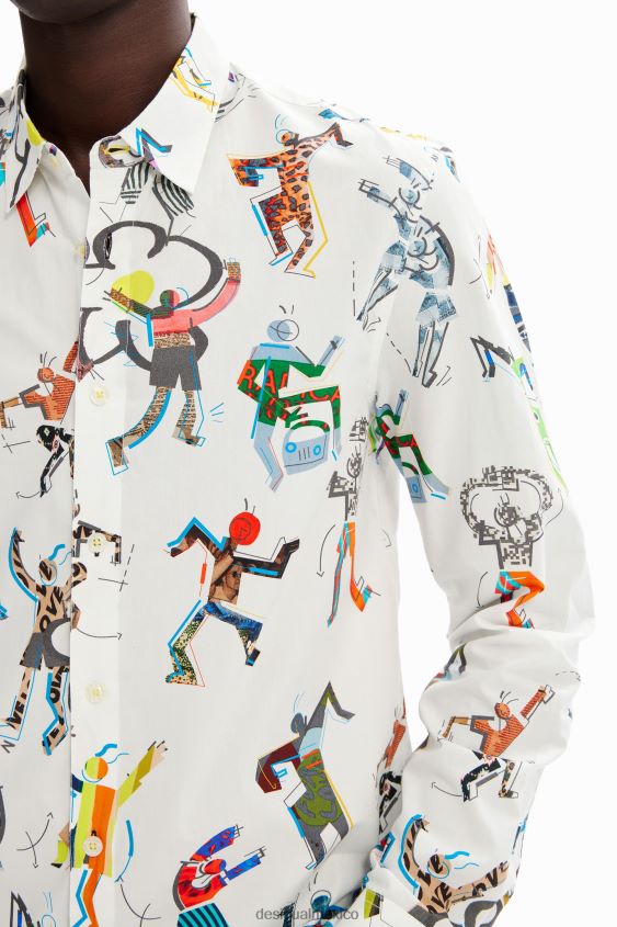 Desigual hombres camisa figuras bailando VZ26R01549 ropa