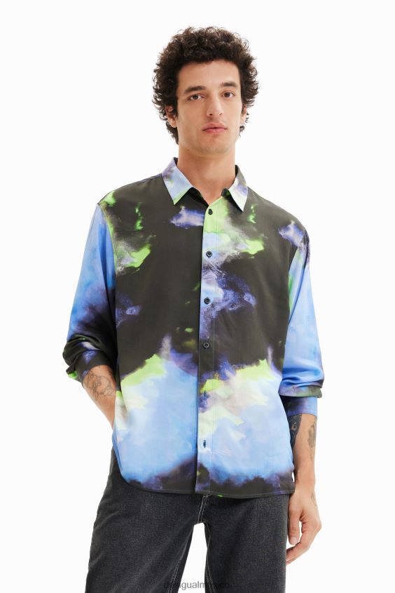 Desigual hombres camisa fluida de manga larga VZ26R01580 ropa