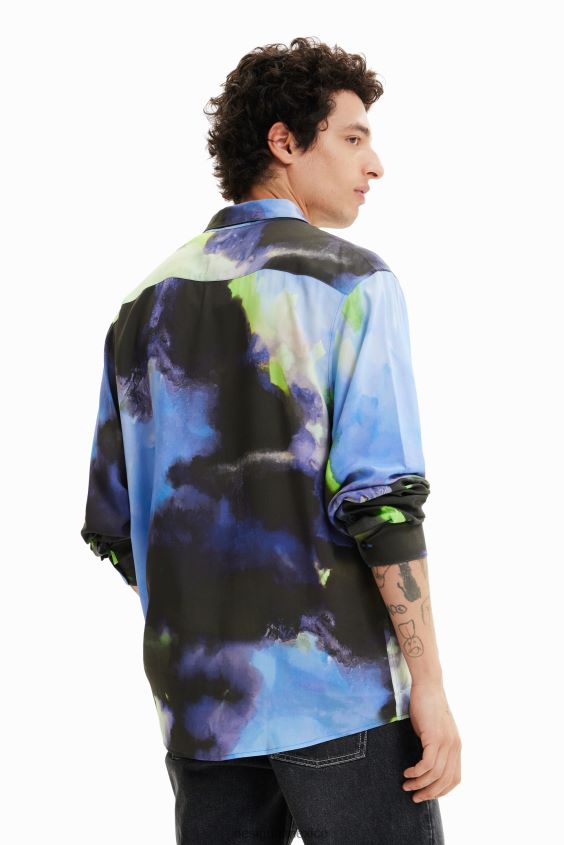 Desigual hombres camisa fluida de manga larga VZ26R01580 ropa