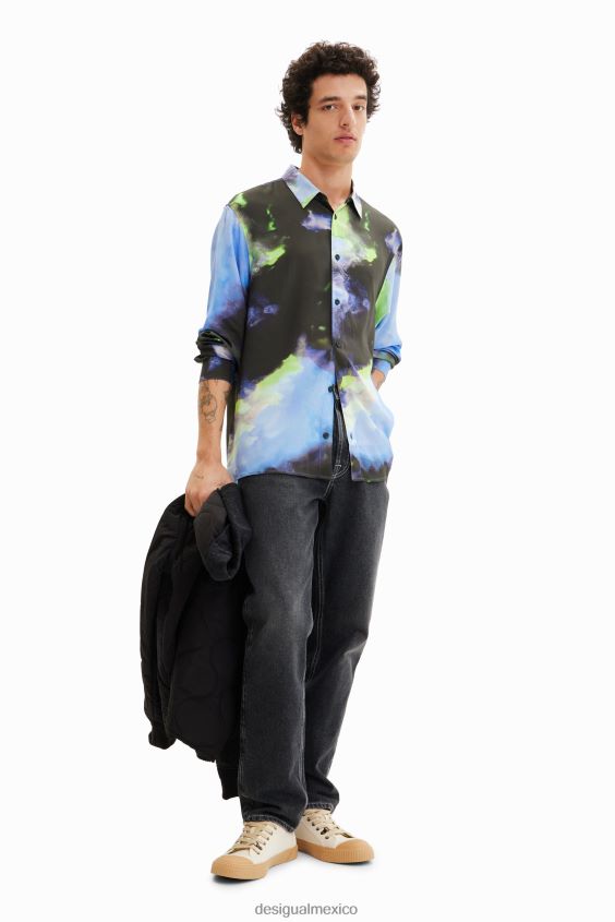 Desigual hombres camisa fluida de manga larga VZ26R01580 ropa