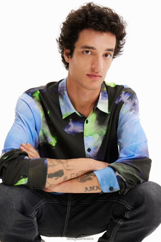 Desigual hombres camisa fluida de manga larga VZ26R01580 ropa