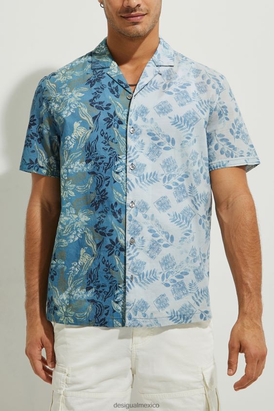 Desigual hombres camisa manga corta flores VZ26R01697 ropa