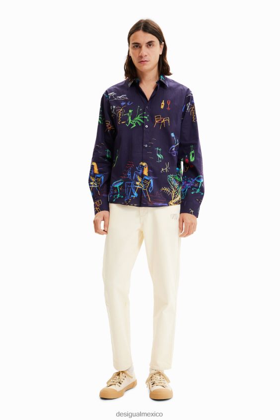 Desigual hombres camisa manga larga con ilustración VZ26R01526 ropa