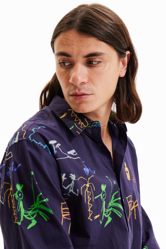 Desigual hombres camisa manga larga con ilustración VZ26R01526 ropa