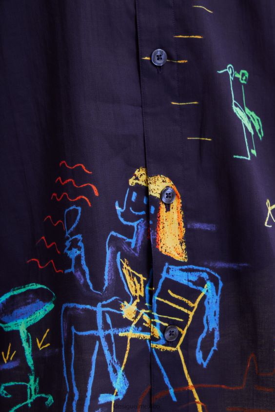 Desigual hombres camisa manga larga con ilustración VZ26R01526 ropa