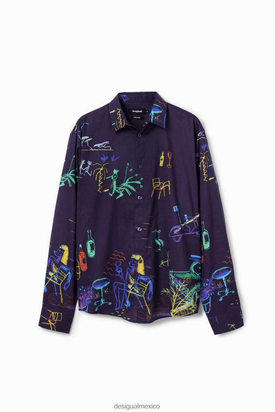 Desigual hombres camisa manga larga con ilustración VZ26R01526 ropa