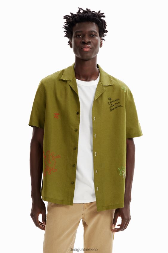 Desigual hombres camisa resort bordada VZ26R01648 ropa